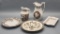 5 Pieces Brown Ironstone Transferware - Pitcher Is 9