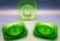 9 Jeanette Glass Co. Green Uranium Depression Glass Luncheon Plates - 7¾