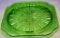 Jeanette Glass Co. Green Uranium Depression Glass Cake Plateau - 9 ¾