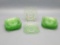 18 Jeanette Glass Co. Green Uranium Depression Glass Dessert Plates - 6