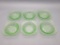 6 Jeanette Glass Co. Green Uranium Depression Glass Cereal/Soup Bowls - 6