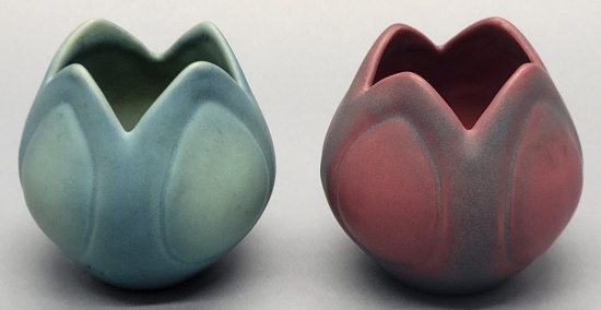 Van Briggle Turquoise Tulip Vase - 3½";     Van Briggle Mulberry Tulip Vase