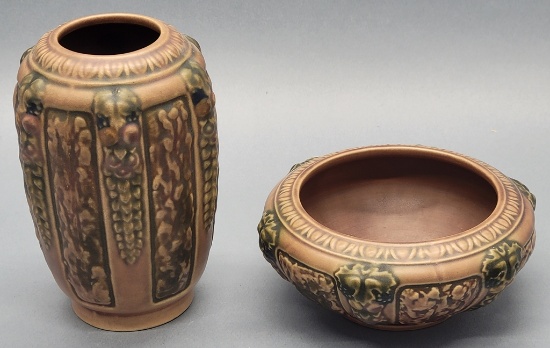 Roseville Pottery Florentine Vase - 6";     Roseville Pottery Florentine Bo