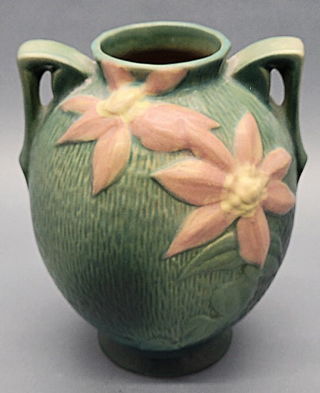 Roseville Pottery Large Blue/Green 2-handled Vase - 107-8