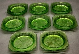 8 Jeanette Glass Co. Green Uranium Depression Glass Coasters - 3¾