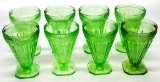 8 Jeanette Glass Co. Green Uranium Depression Glass Glasses - 4½
