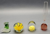 3 Art Glass Paperweights;     Paperweight Vase - 8