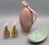 4 Pieces Mid-Century European Pottery - Ewer Is 10