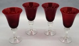 Set Of 4 Large Modern Pigeon Blood Stems - 8¼