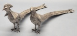 Pair Vintage Male & Female Cast Silverplated Pheasants - 17