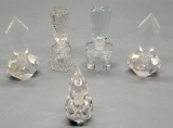 5 Vintage Perfume Bottles - Cut Glass Etc., Tallest Is 5