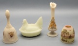Fenton Hand Painted Satin Glass - Includes Hen On Nest, Fairy Lamp Globe, B
