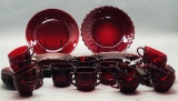 36 Pieces Royal Ruby Glass - Includes: 4 9¼