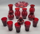 13 Pieces Royal Ruby Glass - Includes: 5 4¼