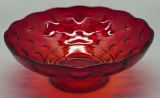 Large Red Glass Thumbprint Bowl - 9
