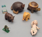 Estate Lot - Includes: Metal Soldier, Bisque Joined Doll, Crystal Laser Pap