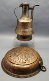 2 Large Metal & Copper Pieces - Jug Is 13