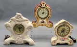 3 Vintage Ceramic Clocks - Tallest Is 10¾