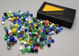 Vintage Dominos In Box;     Lot Vintage Marbles