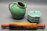 Vintage 1950s Ball Pitcher - Small Chip;     4 California Hoenig Pottery Ap