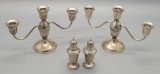 Pair Sterling 3-cup Weighted Candelabras (29.98 Ozt - 6