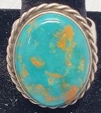 Greg T. Smith Sterling & Turquoise Ring - Size 11, 0.67 Ozt