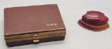 1940s Leather-Wrapped Gentlemen's Box;     Vintage Bakelite Ring Box