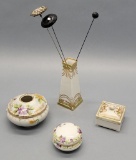 Estate Lot 4 Pieces Nippon China - Includes Hat Pin Holder W/ Hat Pins, Hai