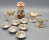 Hand Painted Nippon - Includes: Vase, Creamer, 6 Nut Cups, Matching Creamer