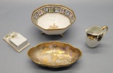 Hand Painted Nippon - Includes: Large Footed Bowl, Gold Leaf Bowl, Creamer