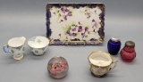 Estate Lot - Includes: Hand Painted Tray, 2 Shakers, English Creamer & Suga
