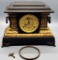 Antique Mantle Clock - Wood & Faux Paint, Empire Style, Face Cover Needs To