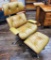 Original Contemporary/Modern Leather & Wood Chair W/ Stool - LOCAL PICKUP O