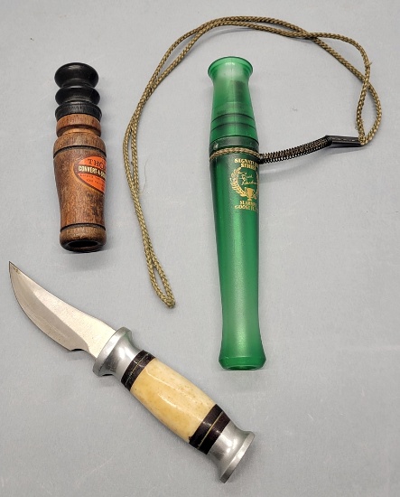 Hunting Knife;     Thomas Squirrel Call;     Goose Flute