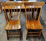 2 Early 1900s Oak Pressed-Back Chairs - LOCAL PICKUP OR BUYER RESPONSIBLE F