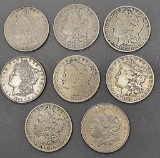 8 Morgan Silver Dollars - 1882-O, 1884-O, 1887- No Mint Mark, 1888-O, 1889-