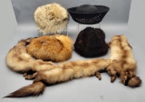 4 Vintage Hats - 3 Are Fur;     Vintage Fur Stole