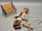 Marionette;     Vintage Metal & Wood Bench