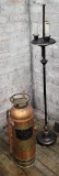 Columbia Lamp Co. Floor Lamp;    Vintage Badgers Copper Fire Extinguisher