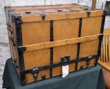 Unusual Antique Wooden Trunk W/ Drawers - 32