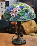 Reproduction Stained & Leaded Glass Table Lamp - 23