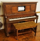 Electric Player Piano W/ Bench - Needs Adjusting - LOCAL PICKUP OR BUYER RE