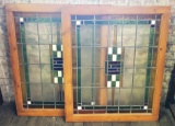 Pair Stained Glass Windows - Arts & Crafts Era Mission Style, 32