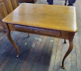 Small Oak Library Table W/ Drawer - 33