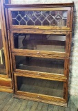 Reproduction Wooden 4-stack Style Barrister's Bookcase W/ Beveled Leaded Gl