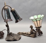 2 Reproduction Stained Glass Lamps - Figure Is 12