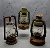 3 Metal Antique Oil Lanterns