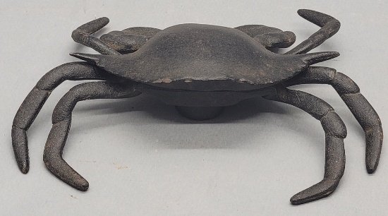 Vintage 7" Cast Iron Crab Inkwell