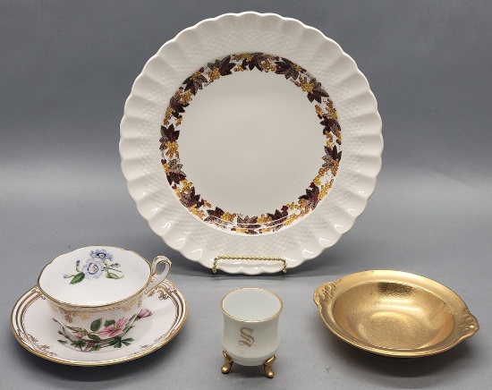 Large 10½" Spode Bowl;     Spode Cup & Saucer;     Pickard Dish;     Monogr
