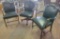 Vintage Leather & Wood Desk Chair & 2 Matching Arm Chairs - Seats Have Some